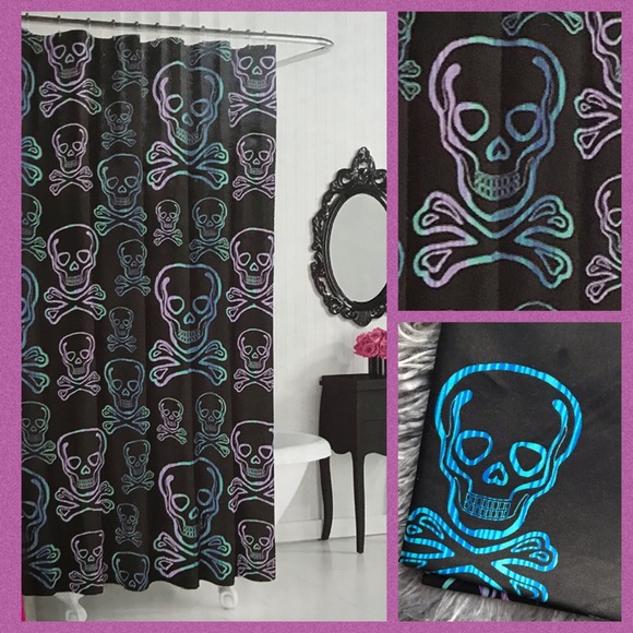 Betsey Johnson Other - Betsey Johnson Skull Black & Purple Shower Curtain